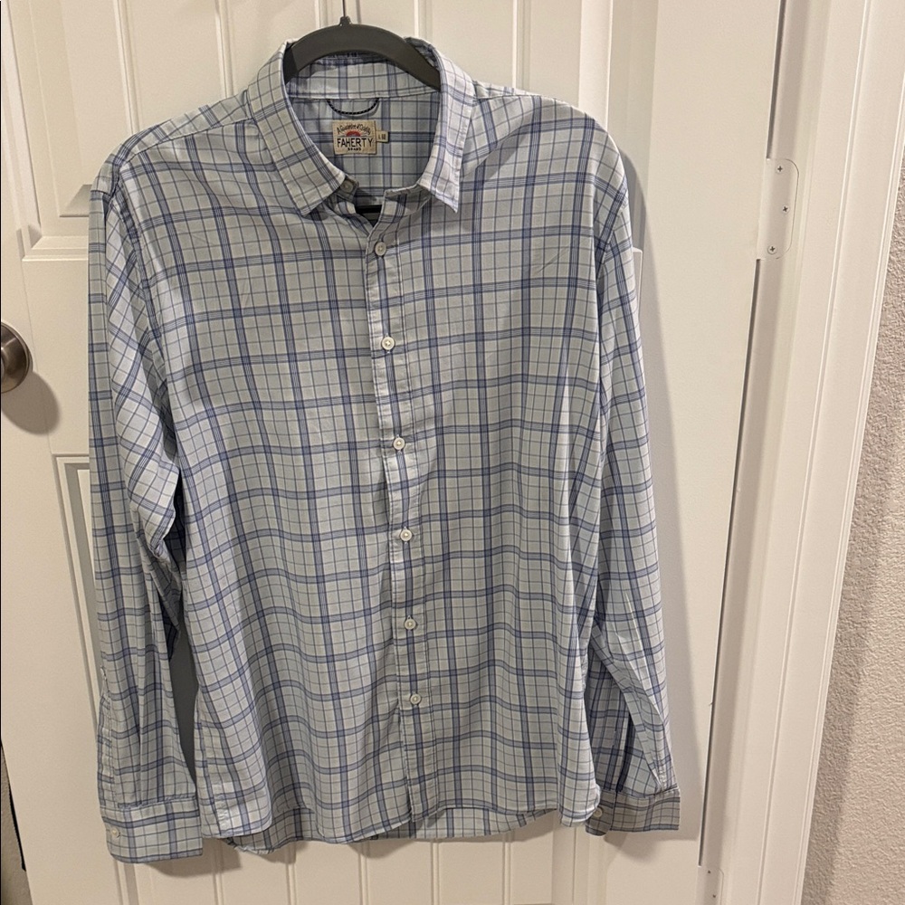 Faherty Movement Light Blue Checkered Shirt